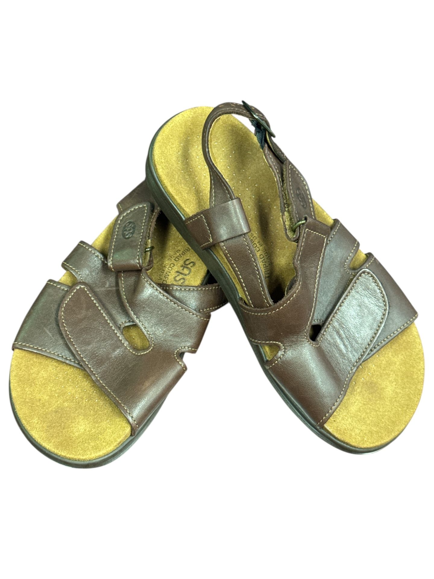 SAS Huggy Sandals Women's Brown Leather Tripad Comfort Shoes, 7W