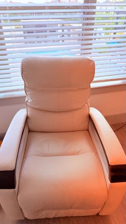 White Leather Recliner Armchair
