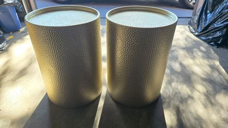 Modern Round Hammered Iron Accent Table
