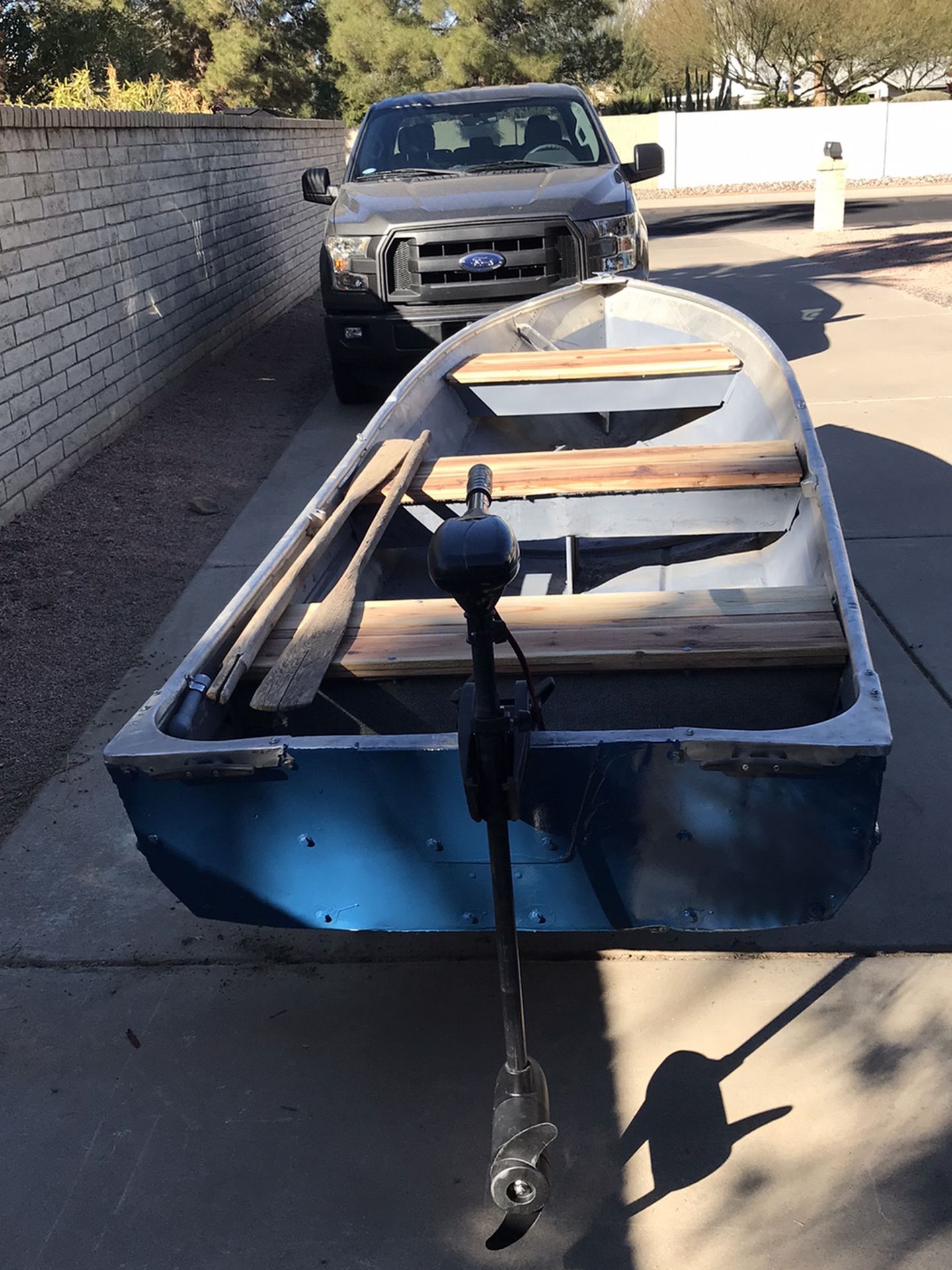 14 Foot Aluminum Boat ,30 Lb Minncota Trolling M Motor,anchor ,{url removed} Trailer .Fits In Truck Bed.$700.