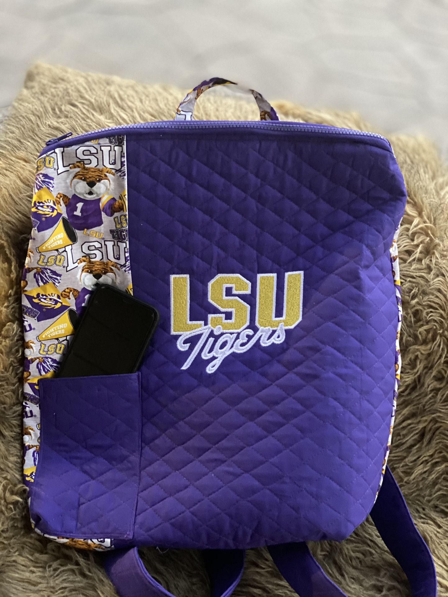 HANDMADE Quilted LSU Backpack