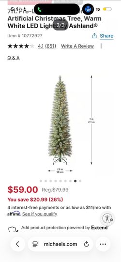7ft. Pre-Lit Cashmere Pencil Artificial Christmas Tree, Warm White LED Lights by Ashland®