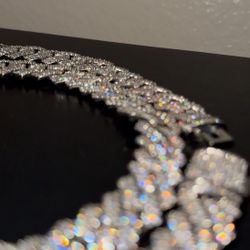 Diamond Cuban Chain And Bracelet Set 
