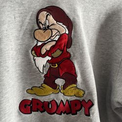 Disney Store Grumpy Embroidered Grey Sweatshirt M