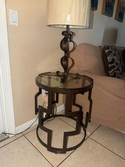 Glass coffee table with side tables