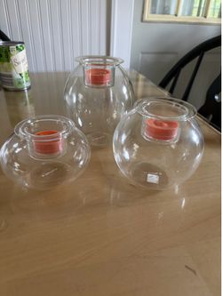 PartyLite Glass Tealight Holders Set of 3