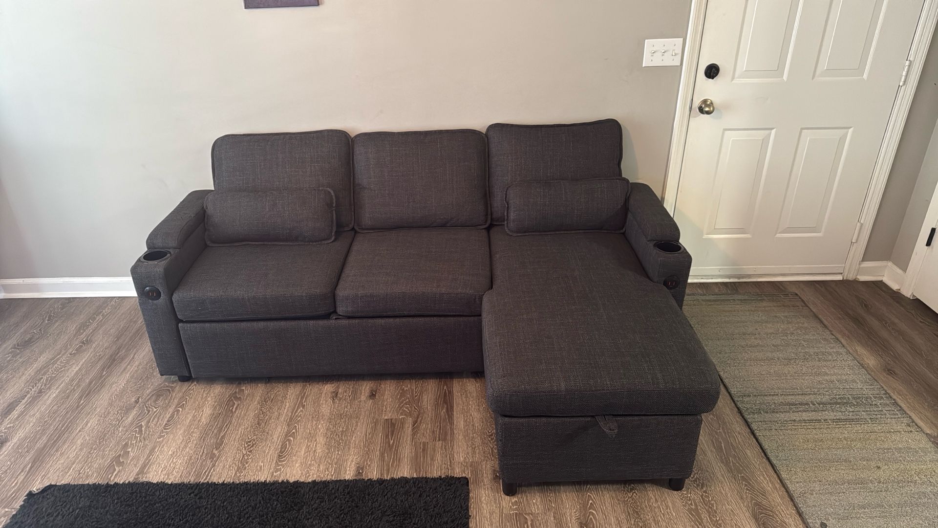 Storage/ Charging Sofa With Hidden Ottoman