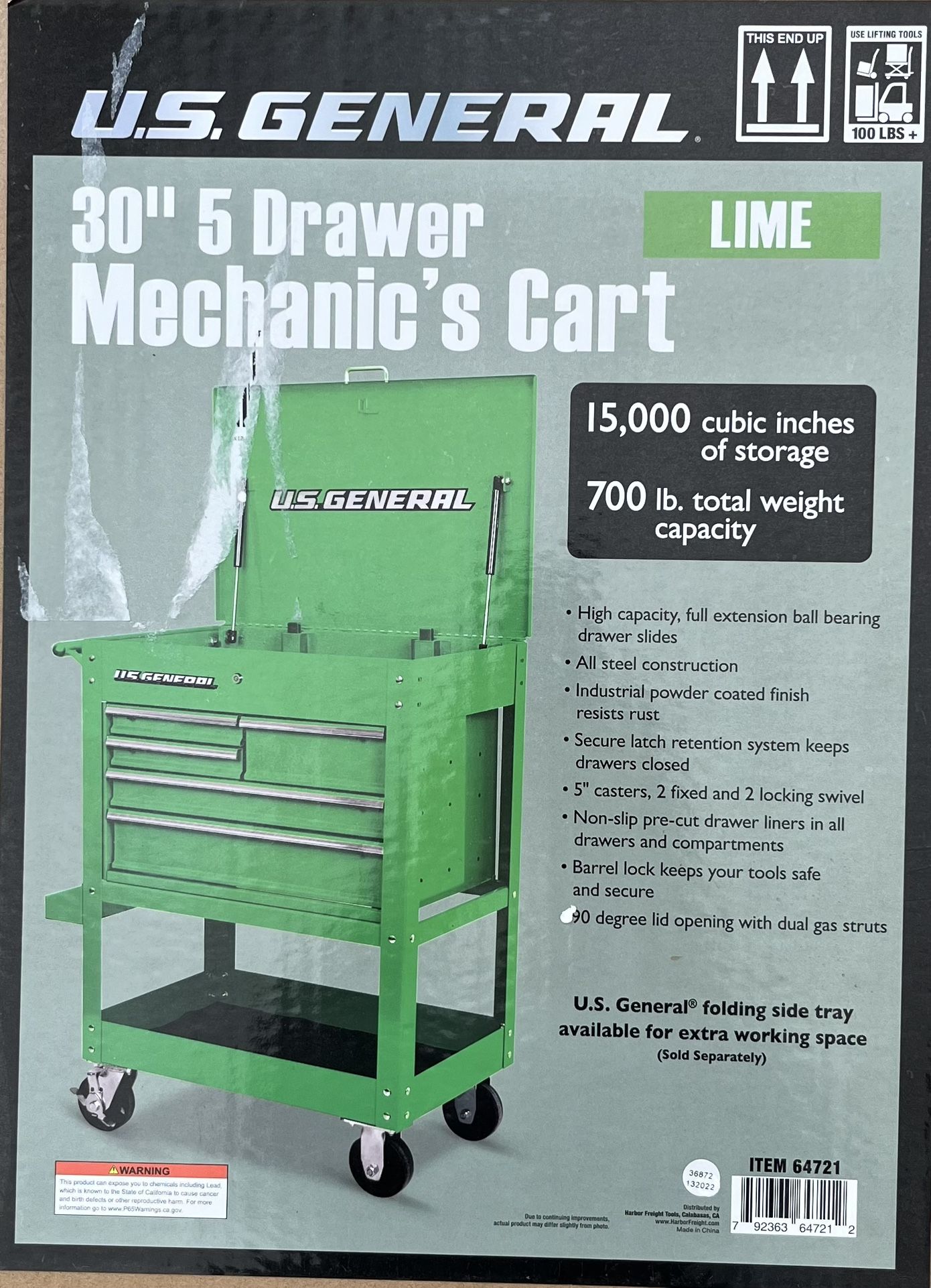 U. S. General 30” 5 Drawer Mechanic’s Cart