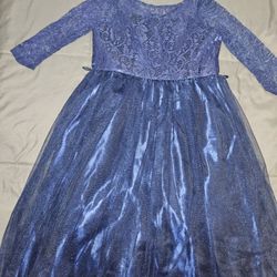 Girls Dark Blue Lace & Tulle Dress