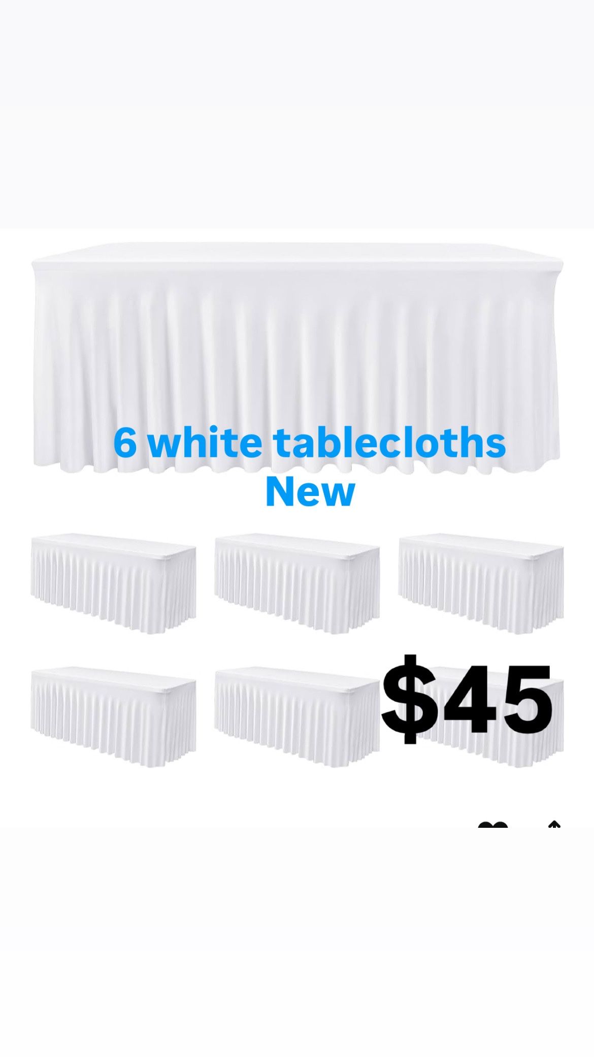 White Tablecloths 6 Pack NEW