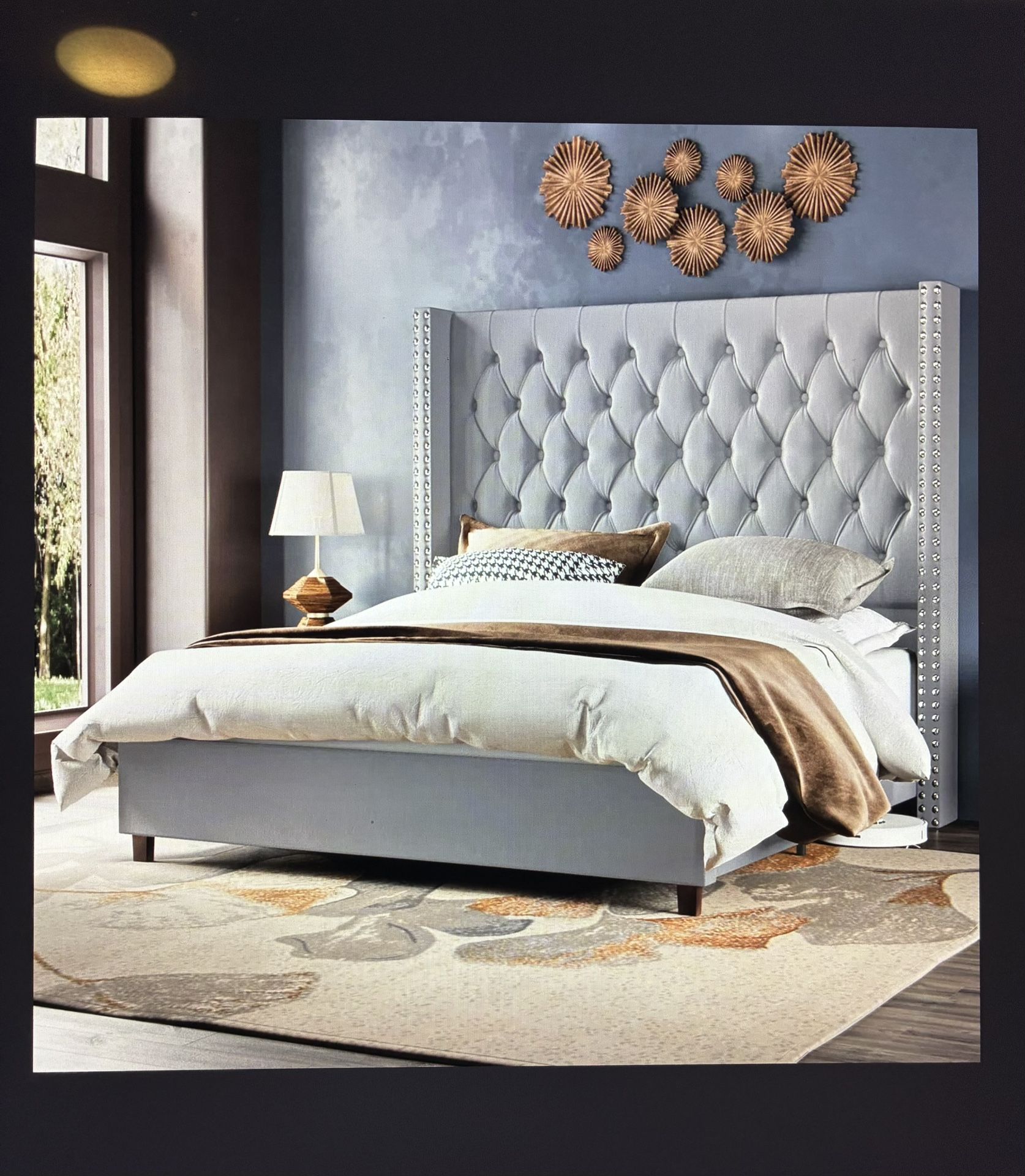 Gray Willa Arlo Wingback Bed, KingSz