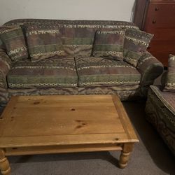Sofa, Oversized Chair, and Coffee Table