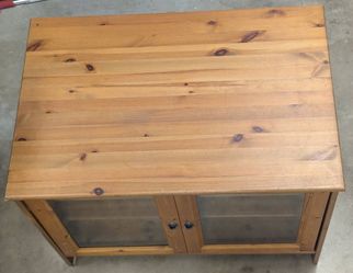 Solid Wood Cabinet/buffet storage with Glass Doors (broken door frame)
