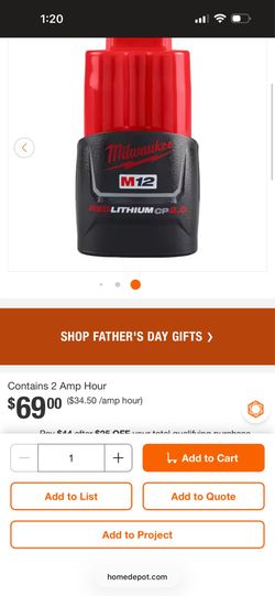Milwaukee M12 12-Volt Lithium-Ion 2.0 Ah Compact Battery Pack