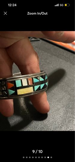 Vintage Native American (Signed) De Verachino Cuff Bracelet Sterling Silver Turquoise Red/Blue Blk Onyx Etc.