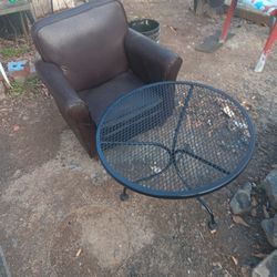 Small Leather Chair And Table