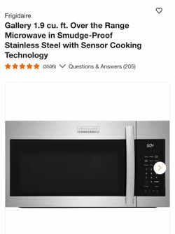 Frigidaire Gallery 1.9 cu. ft. Over the Range Microwave in Smudge-Proof Stainless Steel with Sensor Cooking Technology