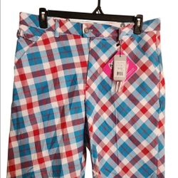 Royal & Awesome Plaid a Blinder Shorts Red/Blue Men's Size 36 
