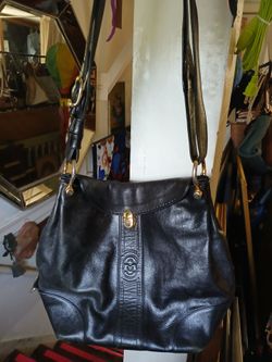 MARINO ORLANDI Black Leather Messenger Shoulder Bag