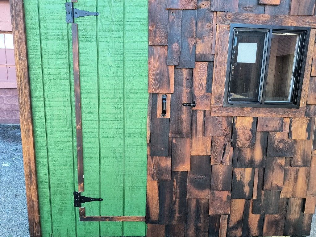 ExpertLy CraFted Shed (Forest Green/Stained Trim)