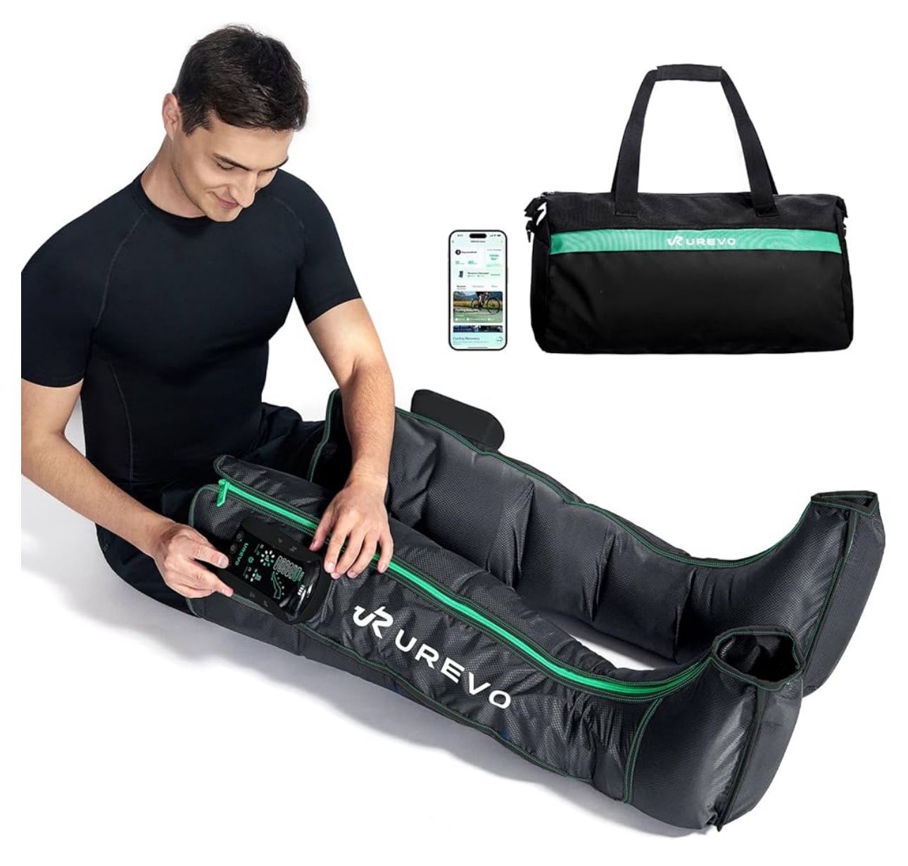 UREVO Smart Leg Recovery PT Pro, Al-Powered Tech Rechargeable Air Compression Massager Boots for Circulation, Smart Pain Senser and Foot Muscle Recove