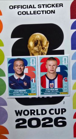 Panini Stickers World Cup 2026 Mbappe y Halland