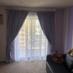 European Style Curtains Pink/Purple Set