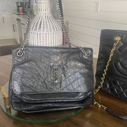 Black Leather Handbag / Authentic Purse / Designer Bag