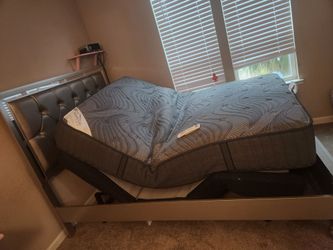 Adjustable Bed Base with Mattress and Headboard