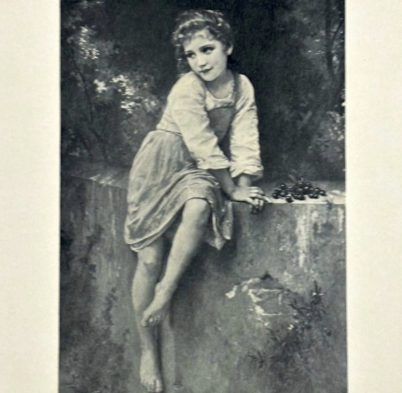 William-Adolphe Bouguereau French Artist GIRL WITH CHERRIES, 1897 Art Print 1906