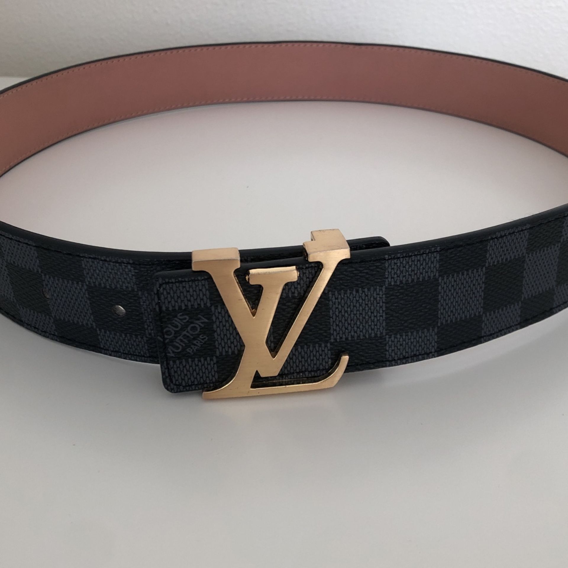 Black / Grey Monogram LV Leather Belt. Size 48/120 for Sale in Cumberland,  IN - OfferUp