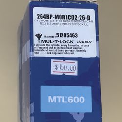 High Security Black And Silver Mul-T-lock Cylinder Key Lock Hand Control MTL600 Made In Israel 264BP-MOR1C02-26-D Master Key Systems