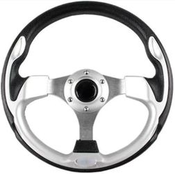 Universal  Steering Wheel With Horn Button(Silver)