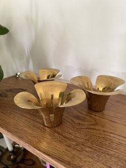3 Stackable Brass IKEA design STILLHET Tealight/Votive Holders 3"H x 5.5"W