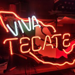 Vintage Mexico Shape “Viva Tecate” Beer Neon Sign