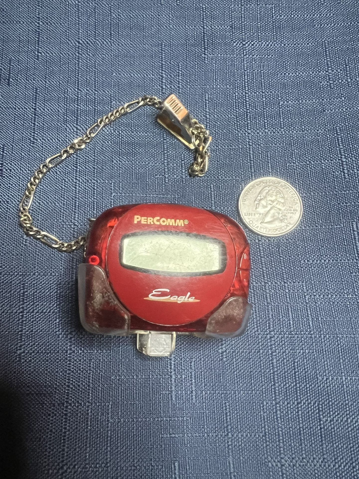 Red Percomm Eagle Pager Turns On
