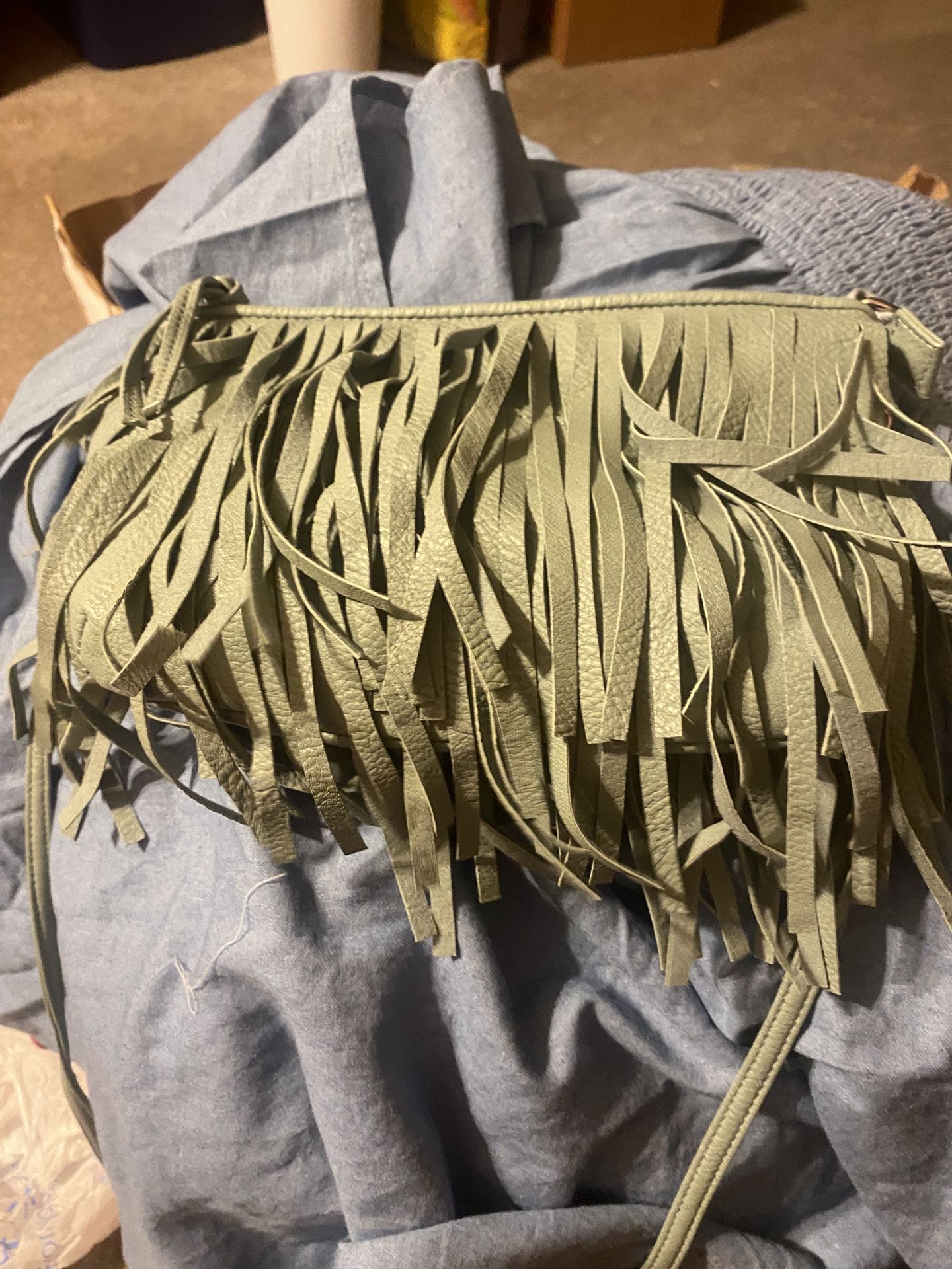 Mint Green Crossbody Purse With Fringe
