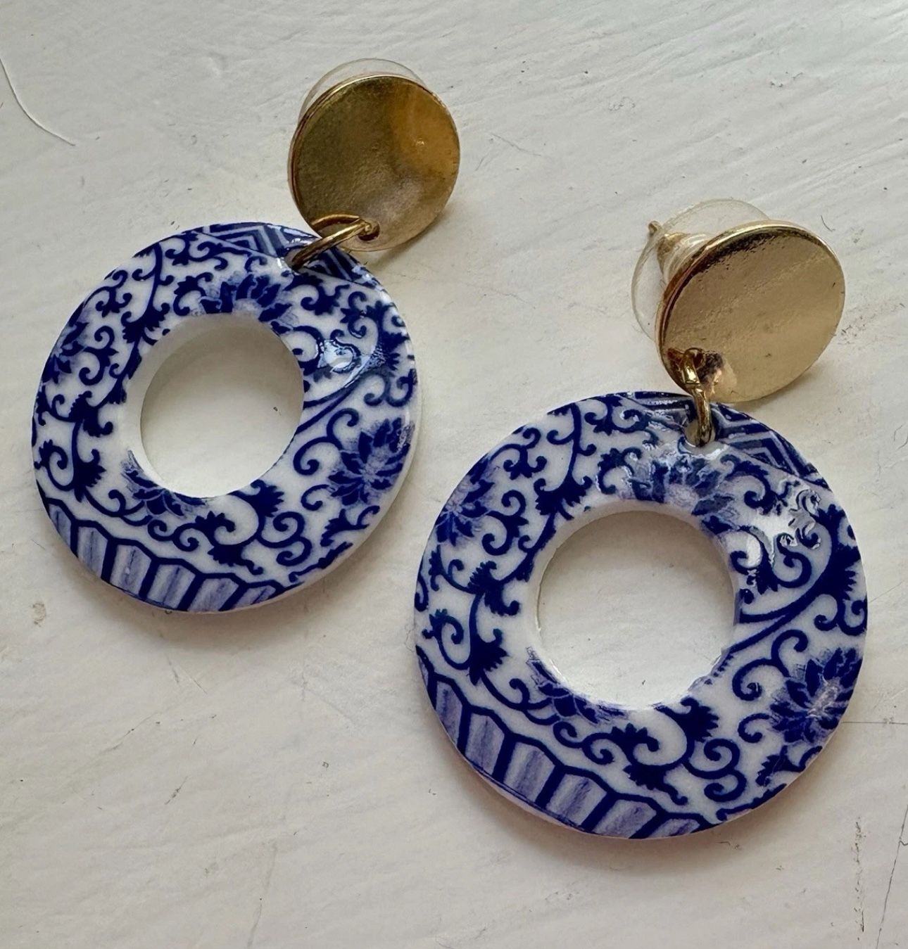 Acrylic Chinese Style Drop Earrings Hollow Pattern Round Design Unique