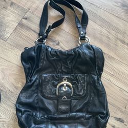 B Makowsky black soft, pebbled, leather shoulder hand bag purse