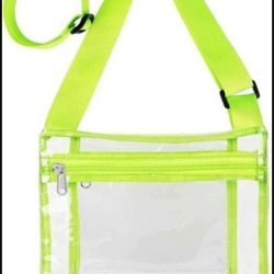 NEW! HULISEN Clear Crossbody Purse Bag, 9x10 Stadium Approved w/Extra Inside Pocket (Green or Grey)