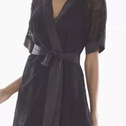 NWOT Medium Soma Black Allover Lace Sleep Wrap Original Price $108