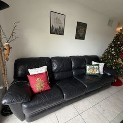 Black Genuine Leather Couch “PICK UP ONLY”