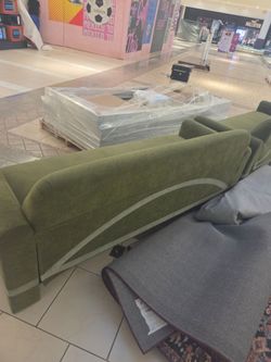 Green sofas