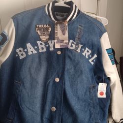 Women's Thrill Varsity Denim Jean Jacket