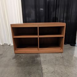 Brown Wood Finish Media Console with Pull-Out Shelves