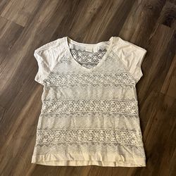 Chico’s Off White Lace Top Size One