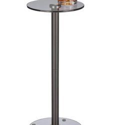 Brand New! Glass Top Side/End Drink Table - Dark Smoke Gray/Black/Glass Bottom Stand