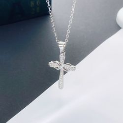 New product "Eternal Infinite Love" 8-letter cross pendant collar chain. European and American beliefs, personalized and retro style. Necklace.