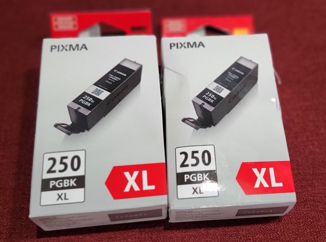 Lot 2 Genuine Canon Pixma PGBK 250 XL PGI-250XL BLACK Ink Cartridge - 2 Pack NEW