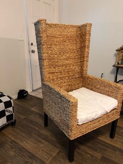 Wicker High-Back Accent Chair with Cushion